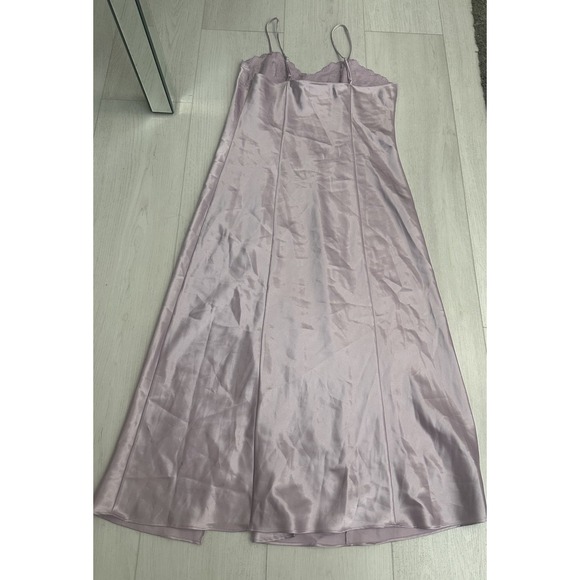 Vintage Erika Taylor Camisole Long Nightgown Sz L - Purple Embroidered - Slit - Picture 5 of 7